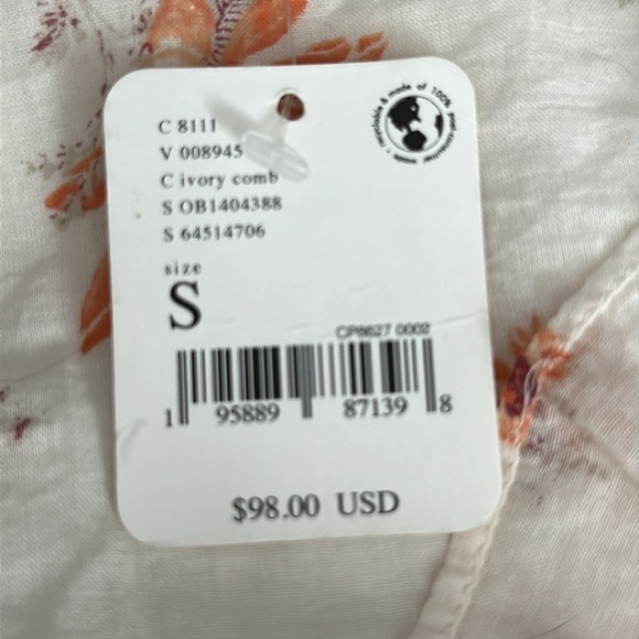 NWT! $98 Amanda Floral Free People Sheer ruffled long sleeves cottagecore  … - Picture 8 of 9